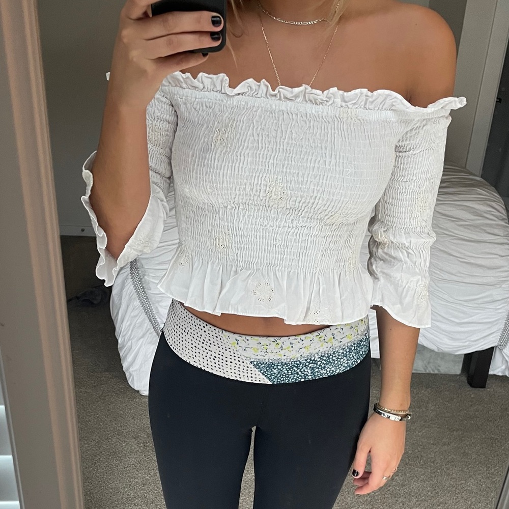 Strapless peplum top